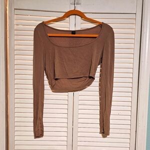 SHEIN Scoop Neck Knit Tan Crop Top Size Large